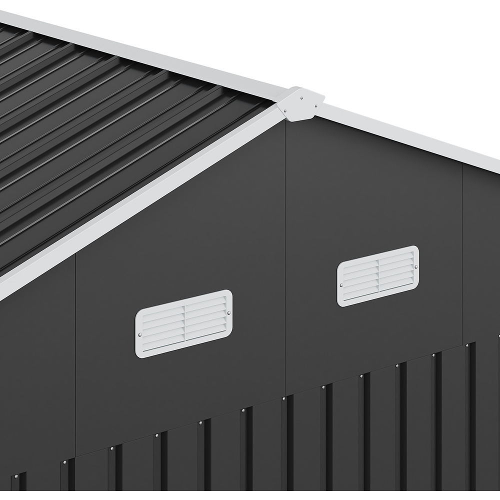 Living and Home 12 x 10ft Anthracite Metal Apex Garden Tool Storage Shed Image 5