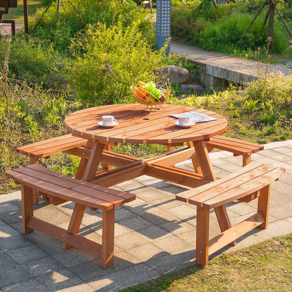 Outsunny Wooden Picnic Bench Image 1