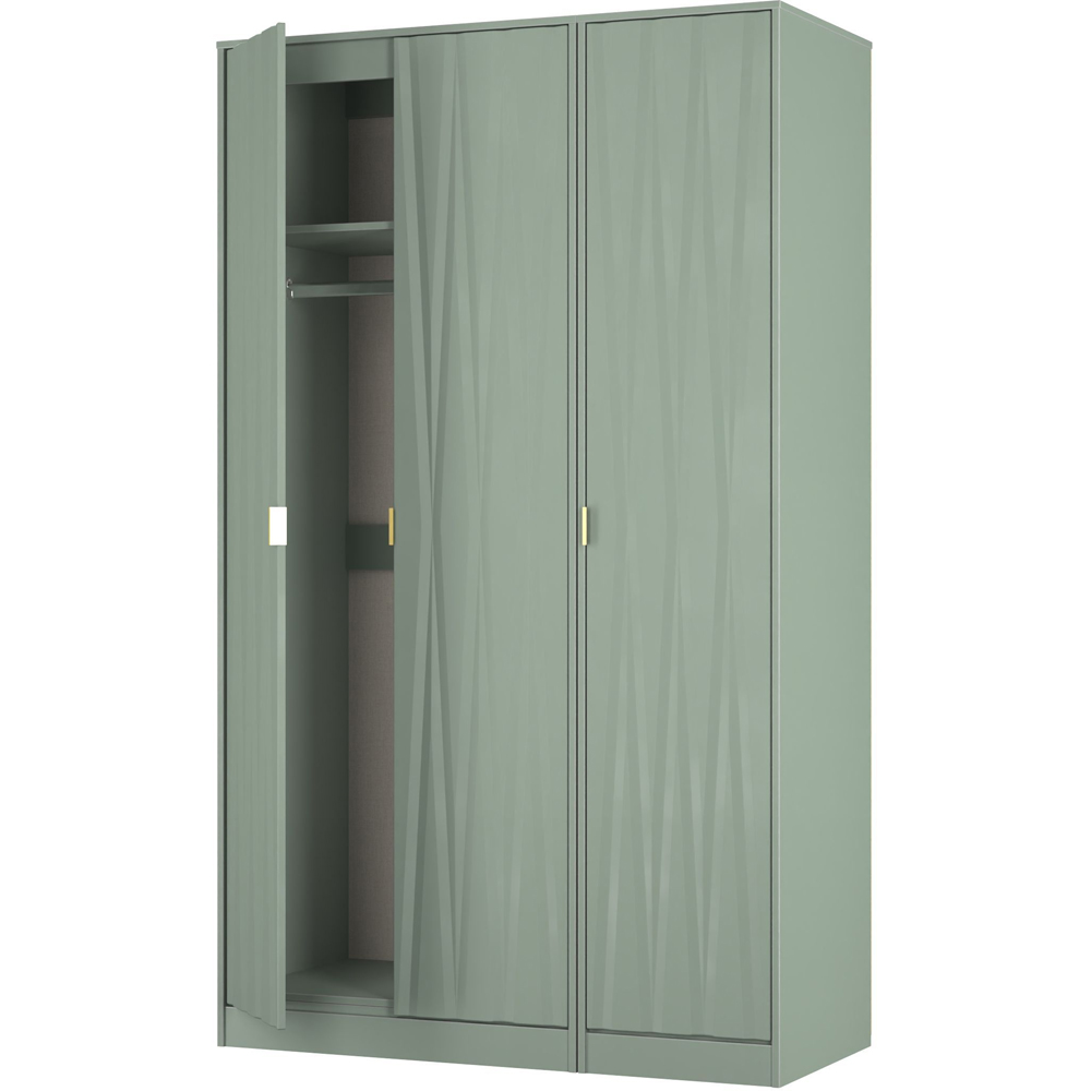 Crowndale Diamond 3 Door Reed Green Tall Wardrobe Ready Assembled Image 6