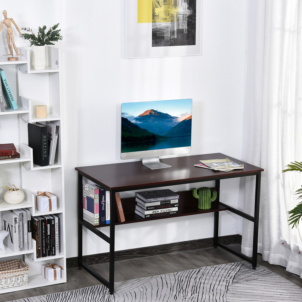 Portland Adjustable Metal Frame Desk Brown and Black Image 3