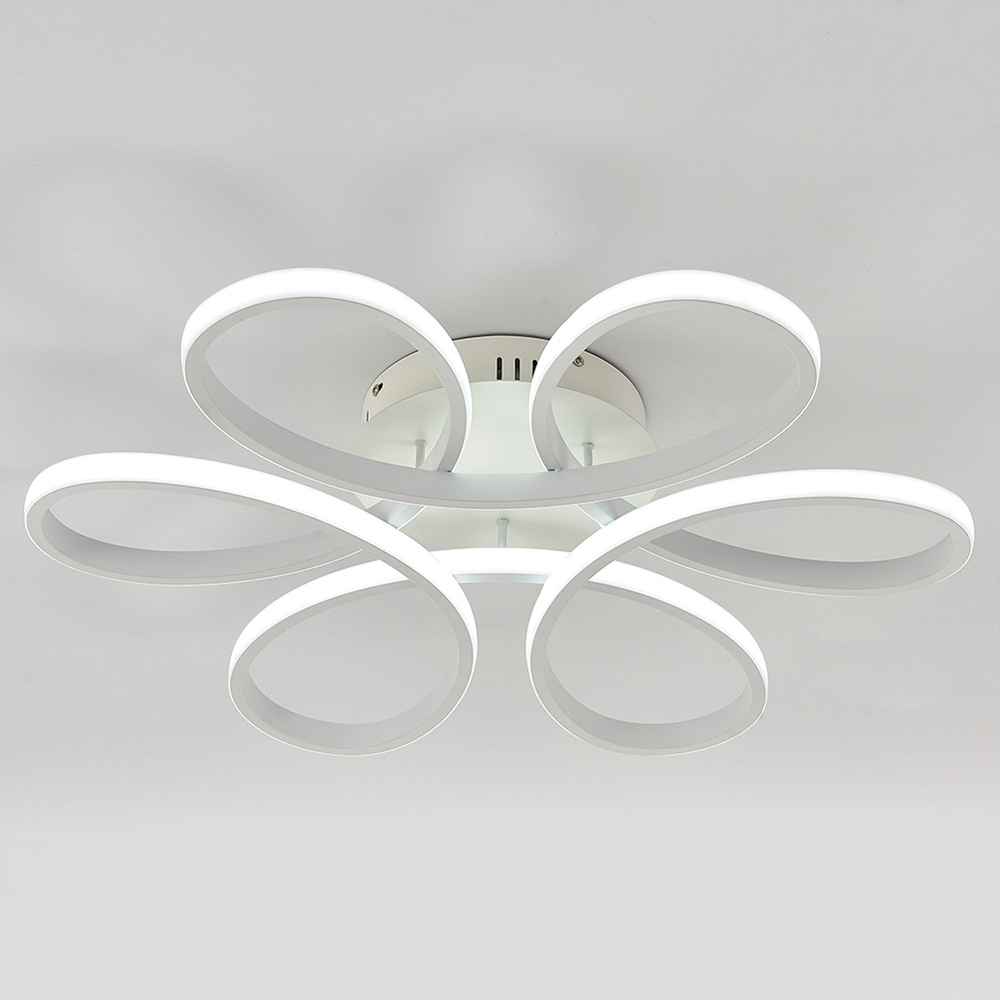 Living and Home 29 inch White 6 Light Petal Shaped LED Ceiling Light with Remote Image 6