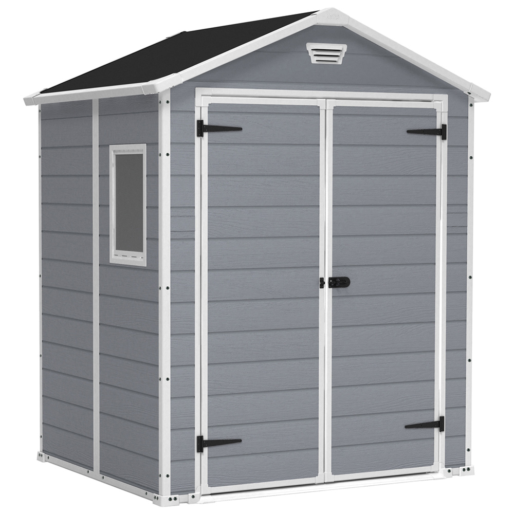 Keter Manor 6 x 5ft Grey Outdoor Resin Garden Storage Shed Image 1