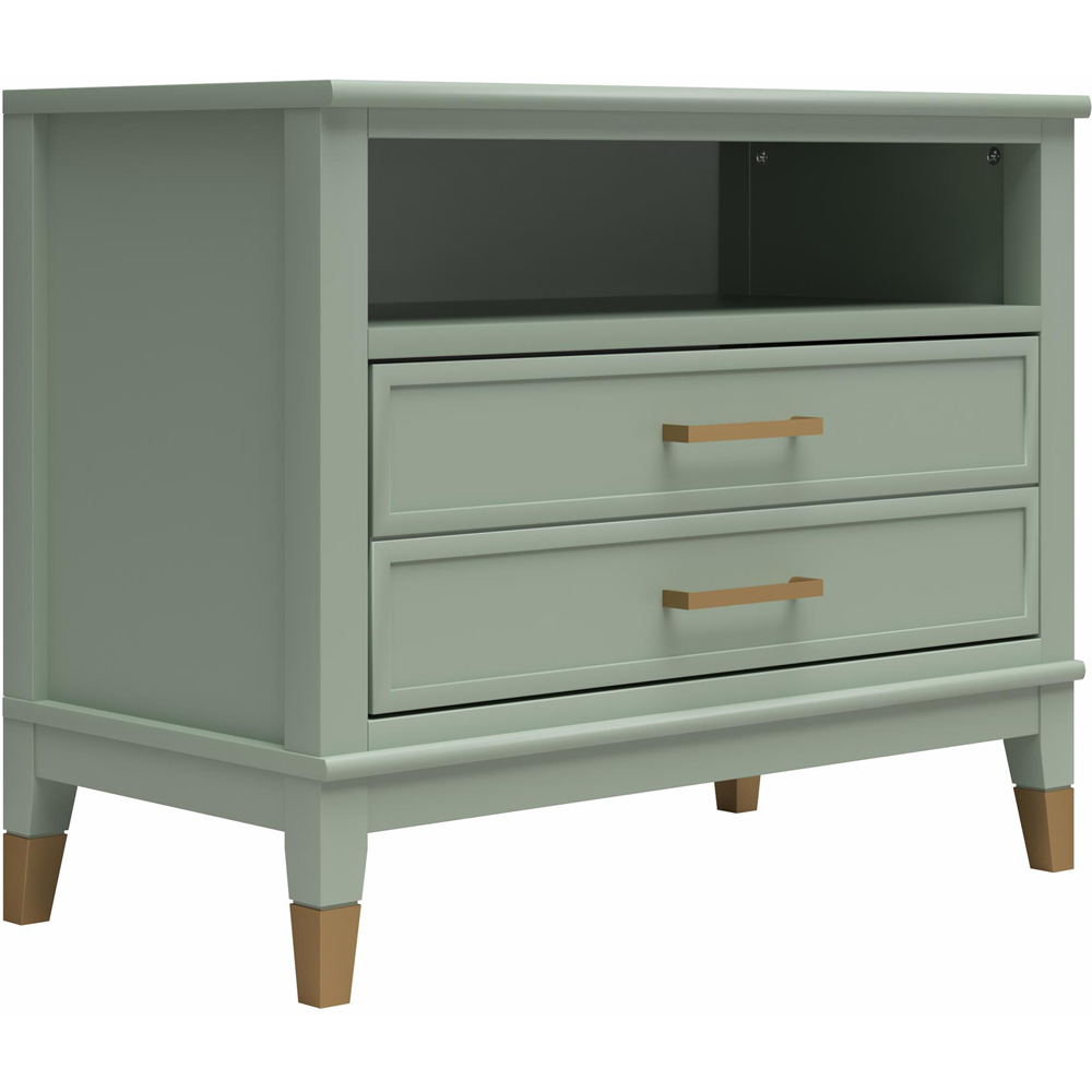 Dorel Westerleigh Single Drawer Single Shelf Pale Green Wide Nightstand Image 2