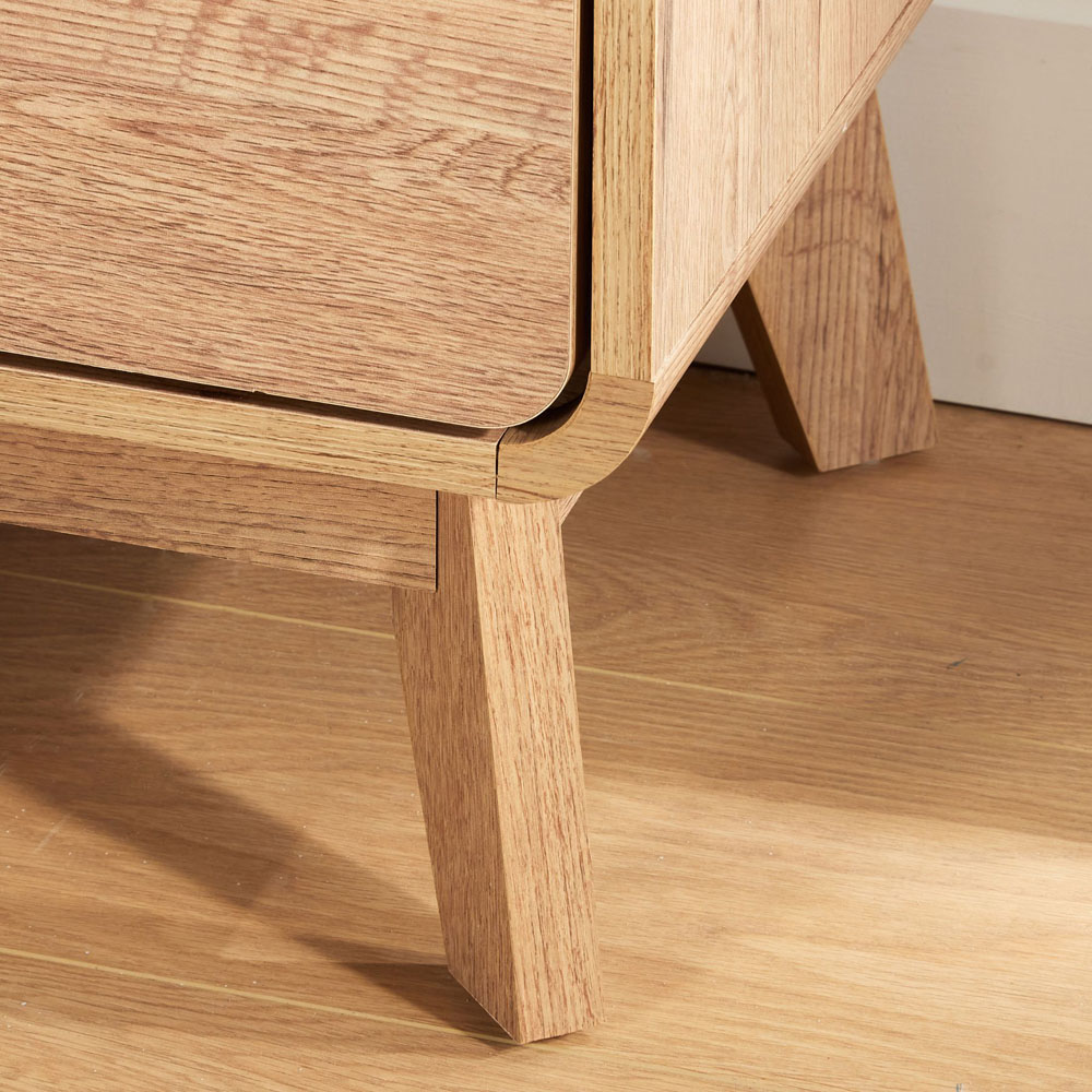 Home Source 2 Drawer Oak Bedside Table Image 5