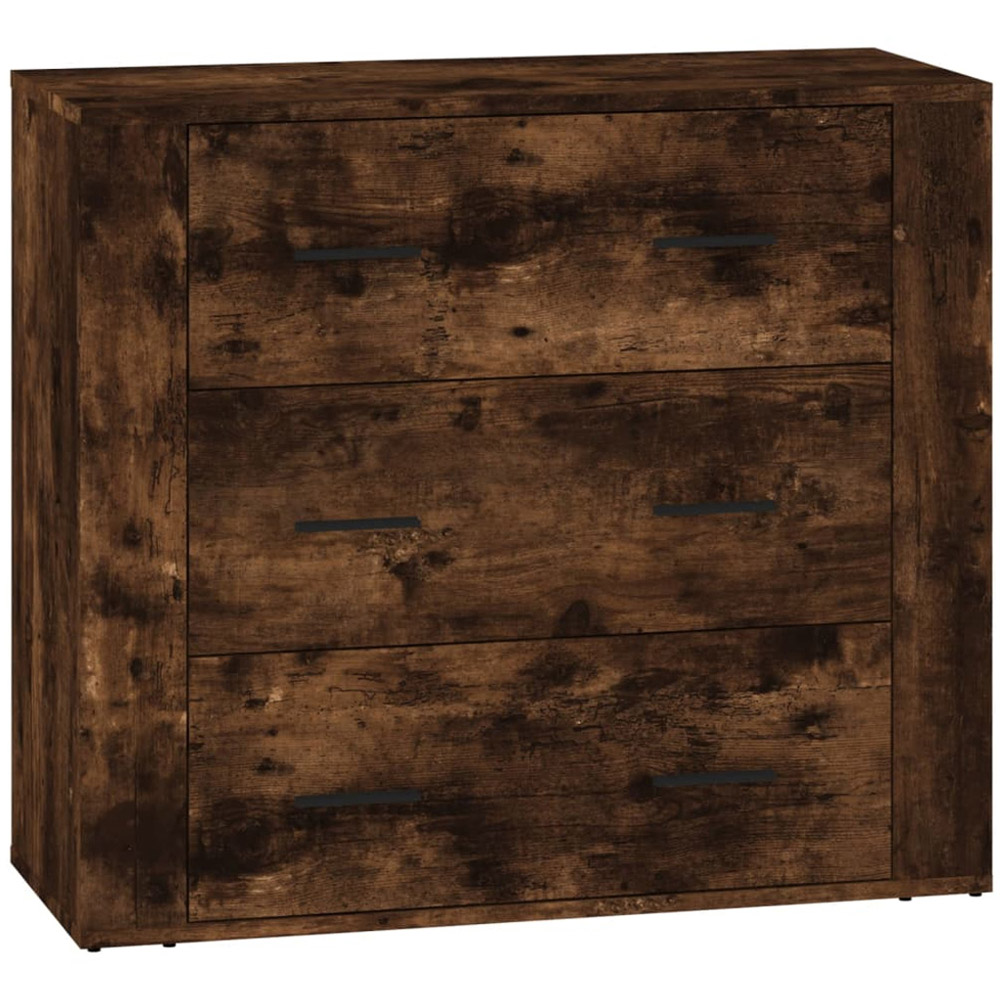 vidaXL 4 Door 3 Drawer Smoked Oak Sideboard Set of 3 Image 7