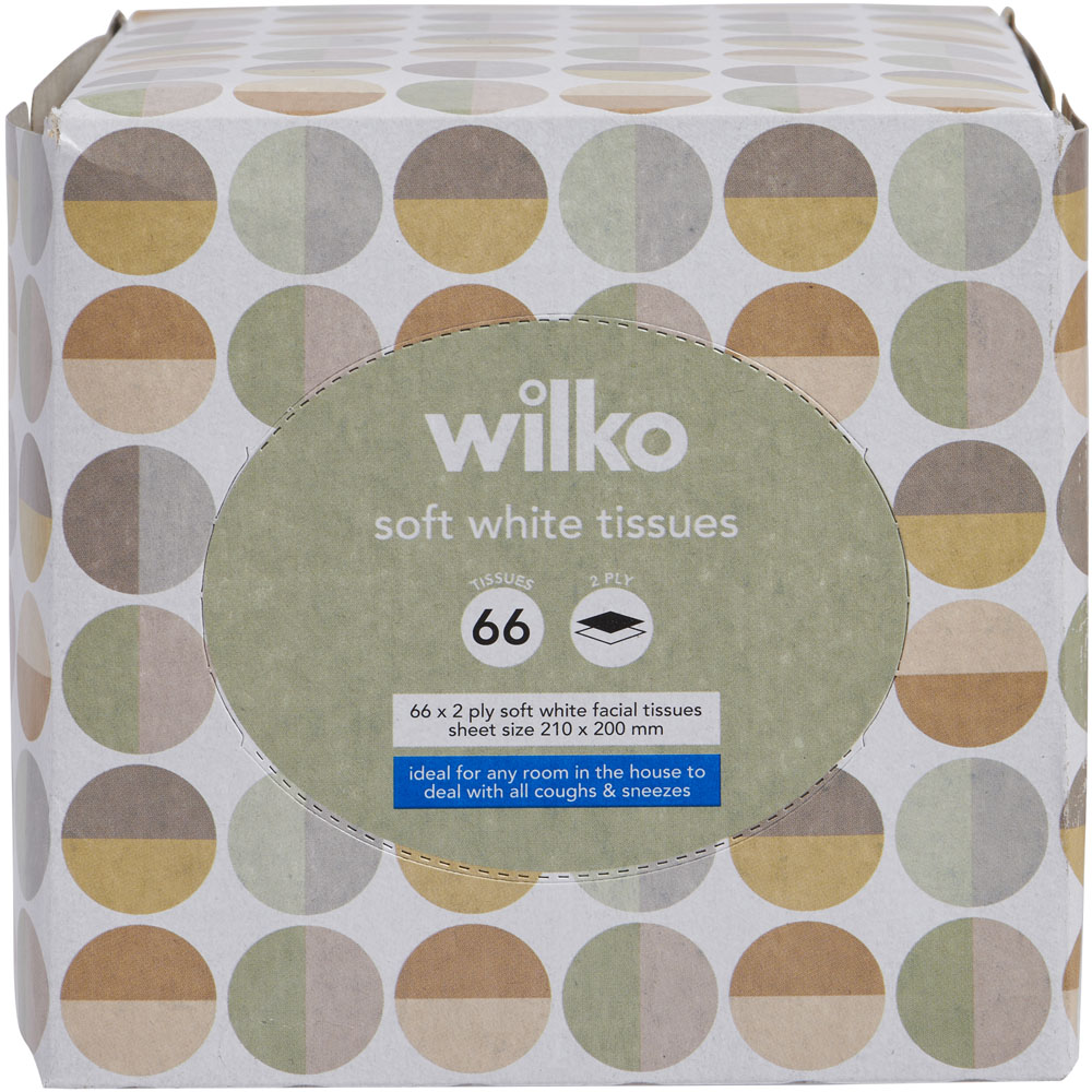 Wilko Soft White Tissues 65 Pack 2 Ply Image 1