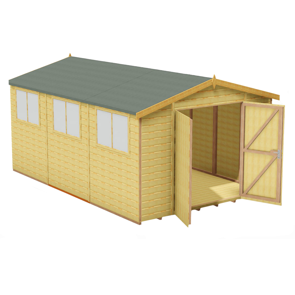 Shire 10 x 15ft Double Door Shiplap Workspace Apex Shed Image 1