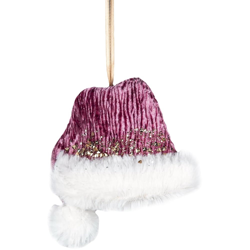 Shatchi Pink Santa Hat Hanging Christmas Decoration Image 1