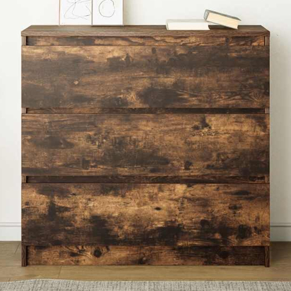 vidaXL 3 Drawer Smoked Oak Sideboard Image 1