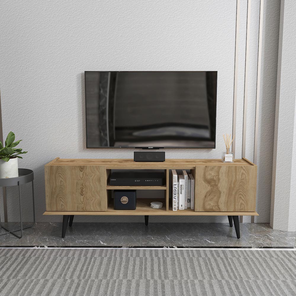 Decorotika Ecuador 2 Door 3 Shelf Oud Oak TV Unit Image 5