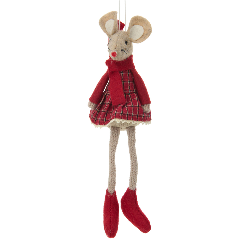 Traditional Tartan Mouse Hanging Decoration Image 3