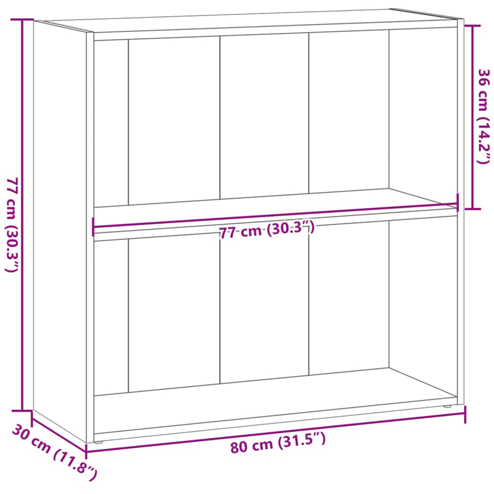 vidaXL 2 Shelf Grey Sonoma Bookcase Image 9