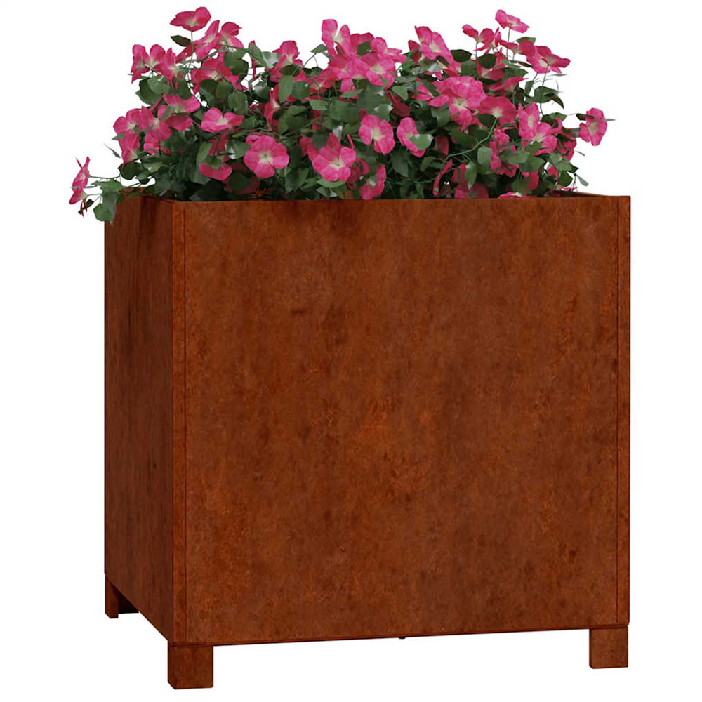 vidaXL Brown Corten Steel Garden Planter with Legs 50 x 50 x 50cm Image 2