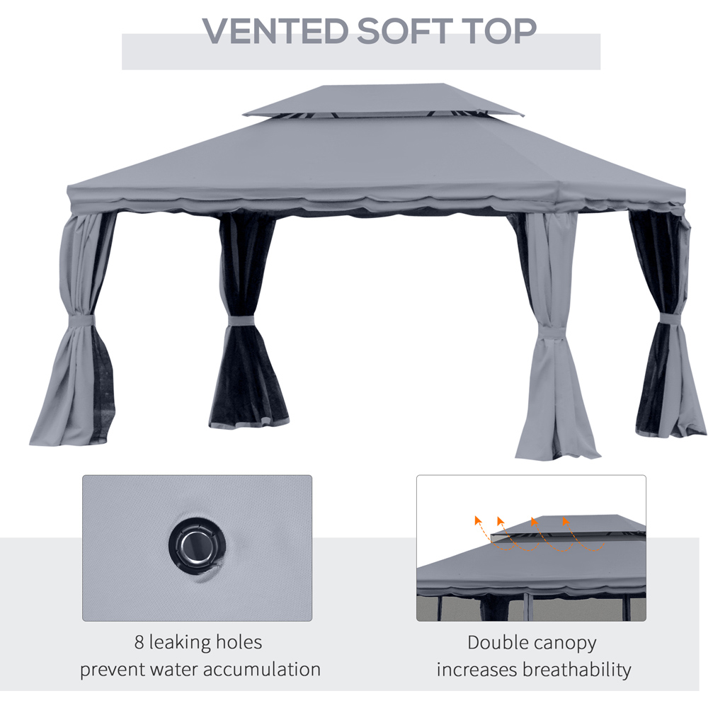 Outsunny 3 x 4m Dark Grey 2 Tier Roof Aluminium Garden Gazebo Image 5