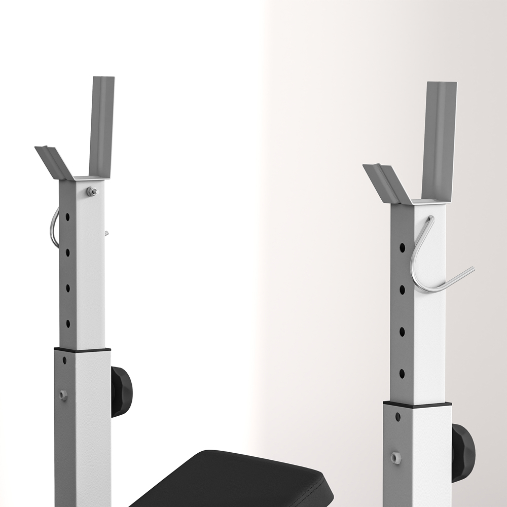 HOMCOM Grey Adjustable Weight Bench with Squat Rack Preacher Curl Pad and Leg Developer Image 4