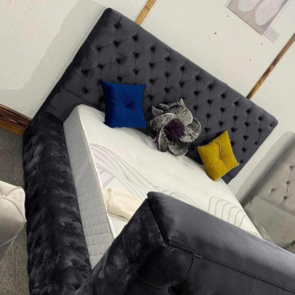 Eleganza Home Arli Super King Size Steel Plush Velvet TV Bed Frame Image 2