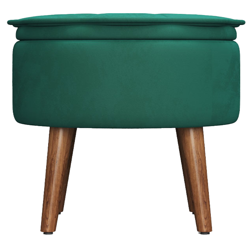 Living and Home Green Velvet Round Storage Ottoman Image 4