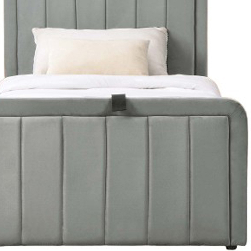 Comfy Living Single Light Grey Brushed Velvet Ottoman Bed Frame Image 3
