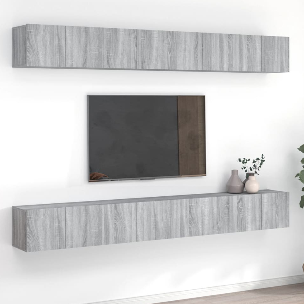 vidaXL 16 Door Grey Sonoma Wall Mounted TV Cabinet Image 1