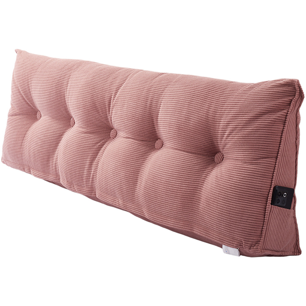 Living and Home Pink Corduroy Wedge Headboard Pillow with Side Pocket 150 x 20cm Image 1