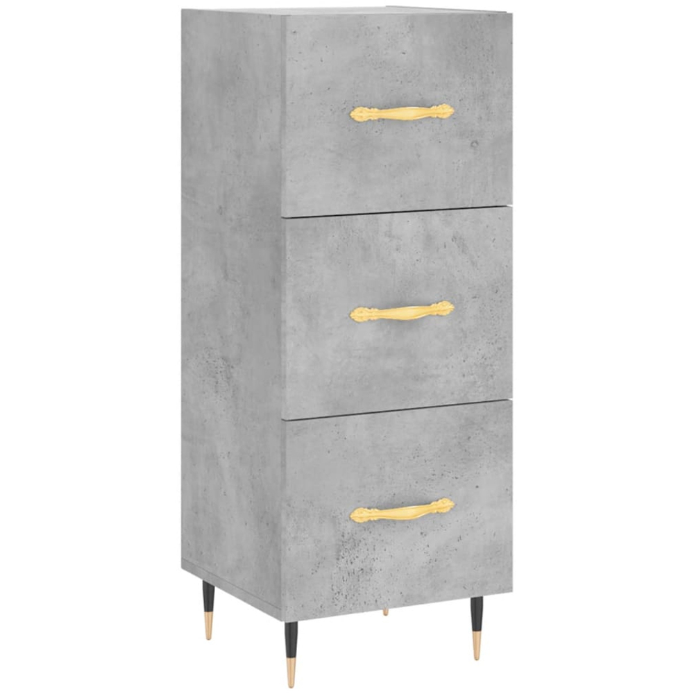 vidaXL Single Door 3 Drawer Concrete Grey Highboard Image 5