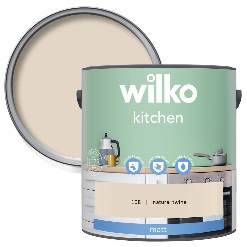 Wilko Kitchen Natural Twine Matt Emulsion Paint 2.5L Image 1