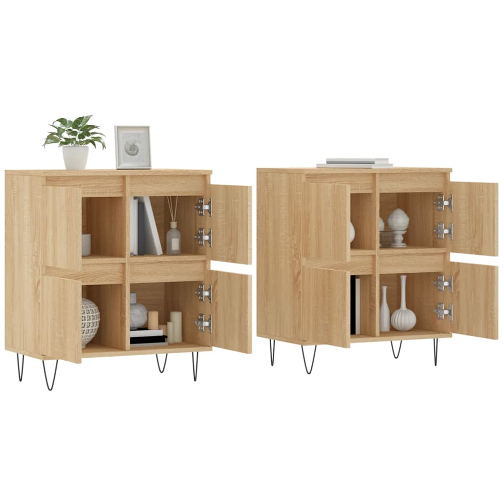 vidaXL 4 Door Sonoma Oak Square Sideboard Set of 2 Image 3
