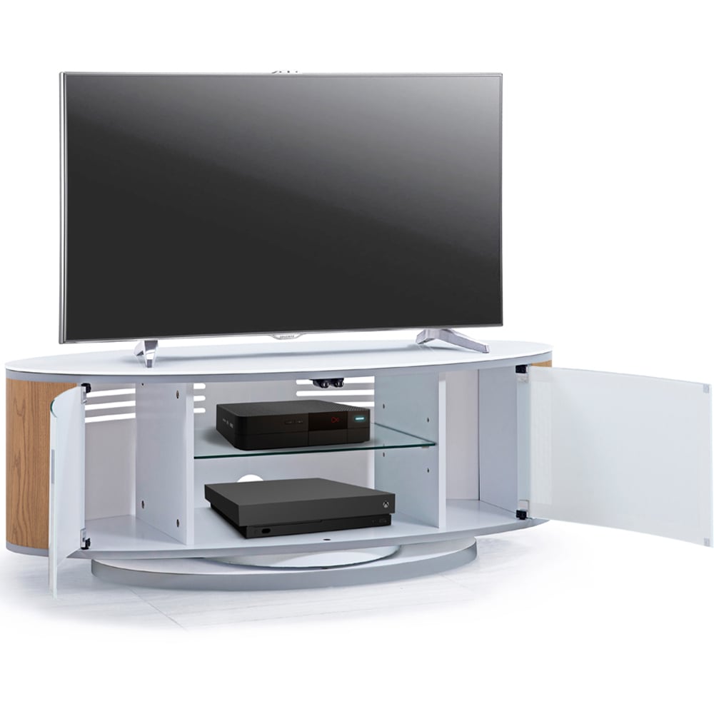 MDA Designs Luna 2 Door White and Oak TV Unit Image 4