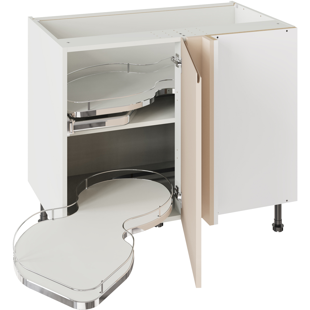 Kitchen Kit J-Pull Gloss Cashmere Base Kitchen Cabinet with Nuvola Blind Corner Flatpack 1000mm Image 1