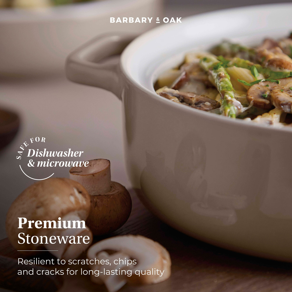 Barbary & Oak Nattura 23.5cm Cashmere Cast Iron Shallow Casserole with Lid Image 3