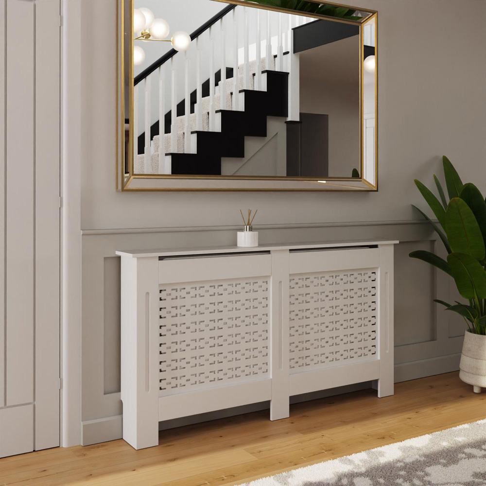 FWStyle White Geometric Pattern MDF Radiator Cover Large Image 2