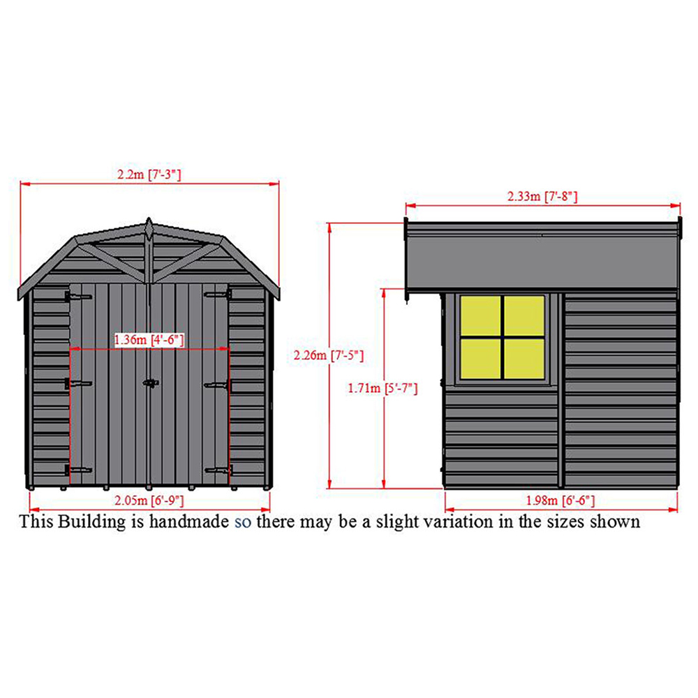 Shire Barn 7 x 7ft Double Door Wooden Shiplap Shed Image 7