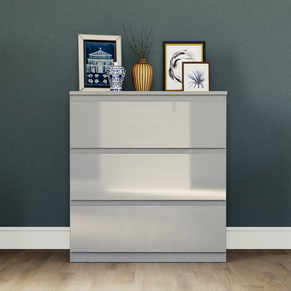 Vida Designs Glinton 3 Drawer Grey Chest of Drawers Image 3