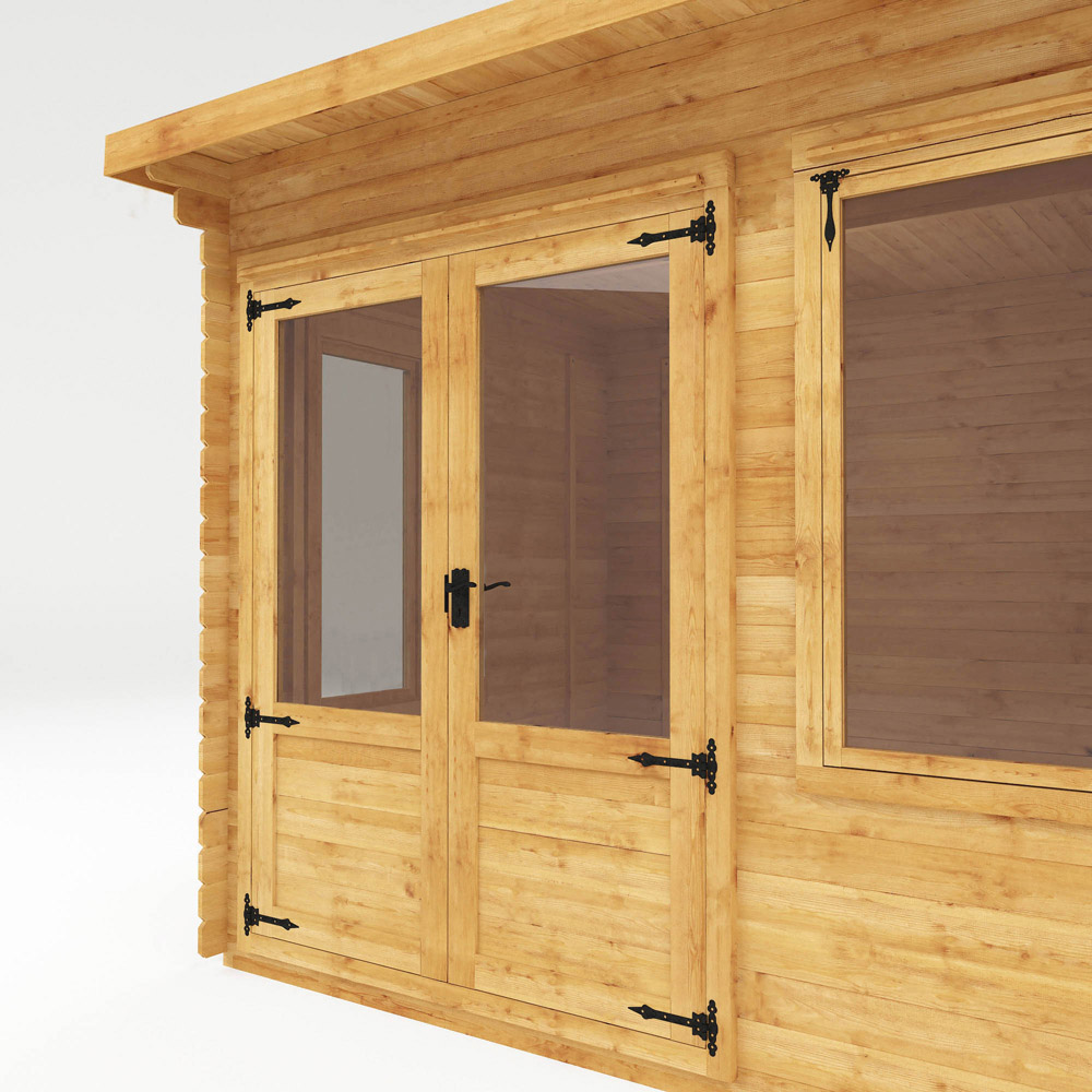 Mercia 9.8 x 9.8ft Double Door Wooden Pent Log Cabin Image 3