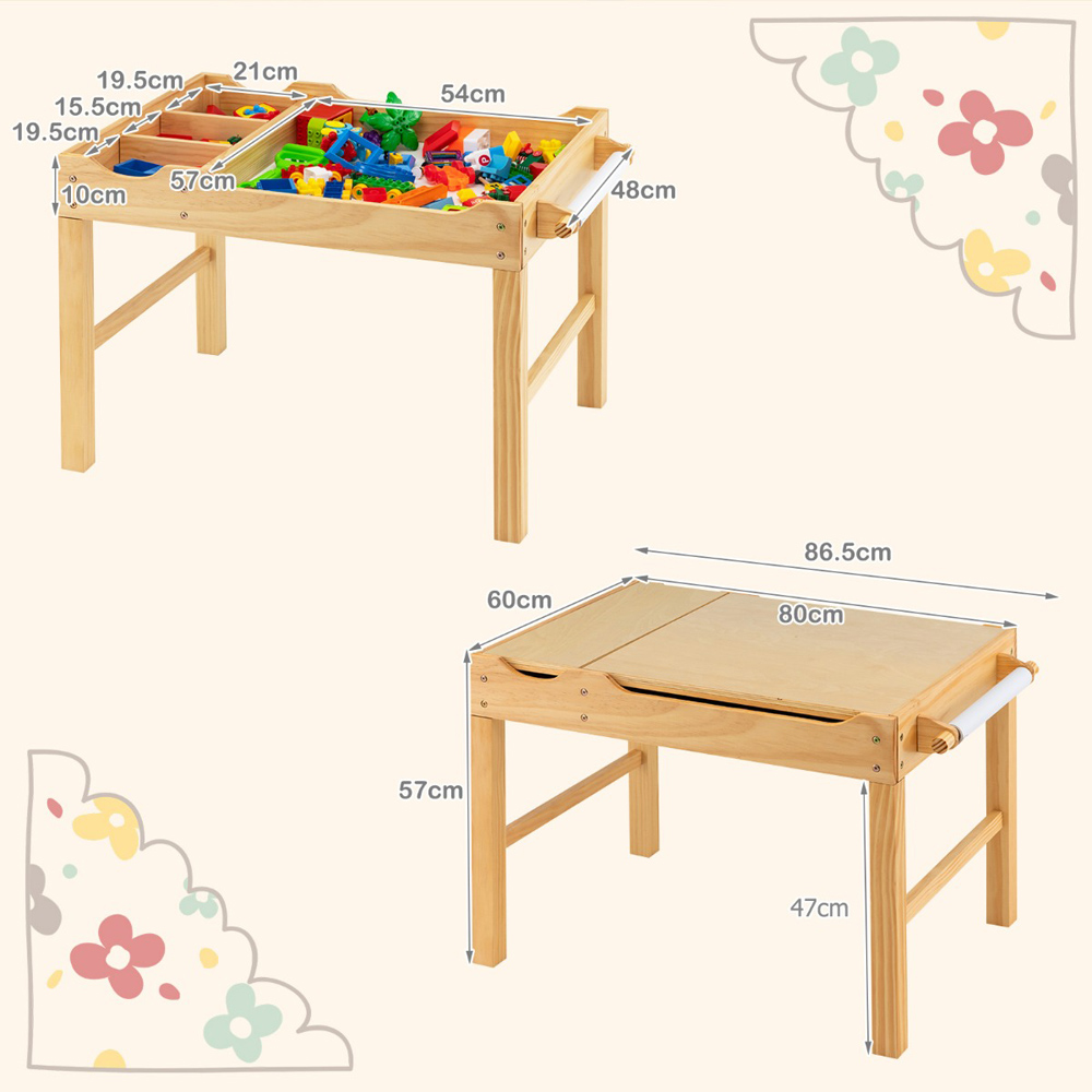 Costway Natural Wooden Children Activity Table Image 9