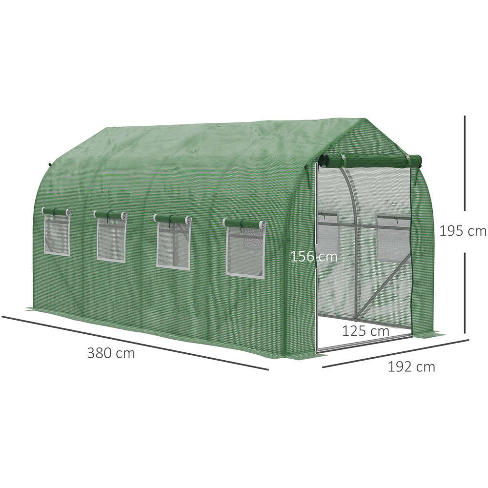Outsunny Green 10 x 13ft Polytunnel Round Greenhouse Image 7