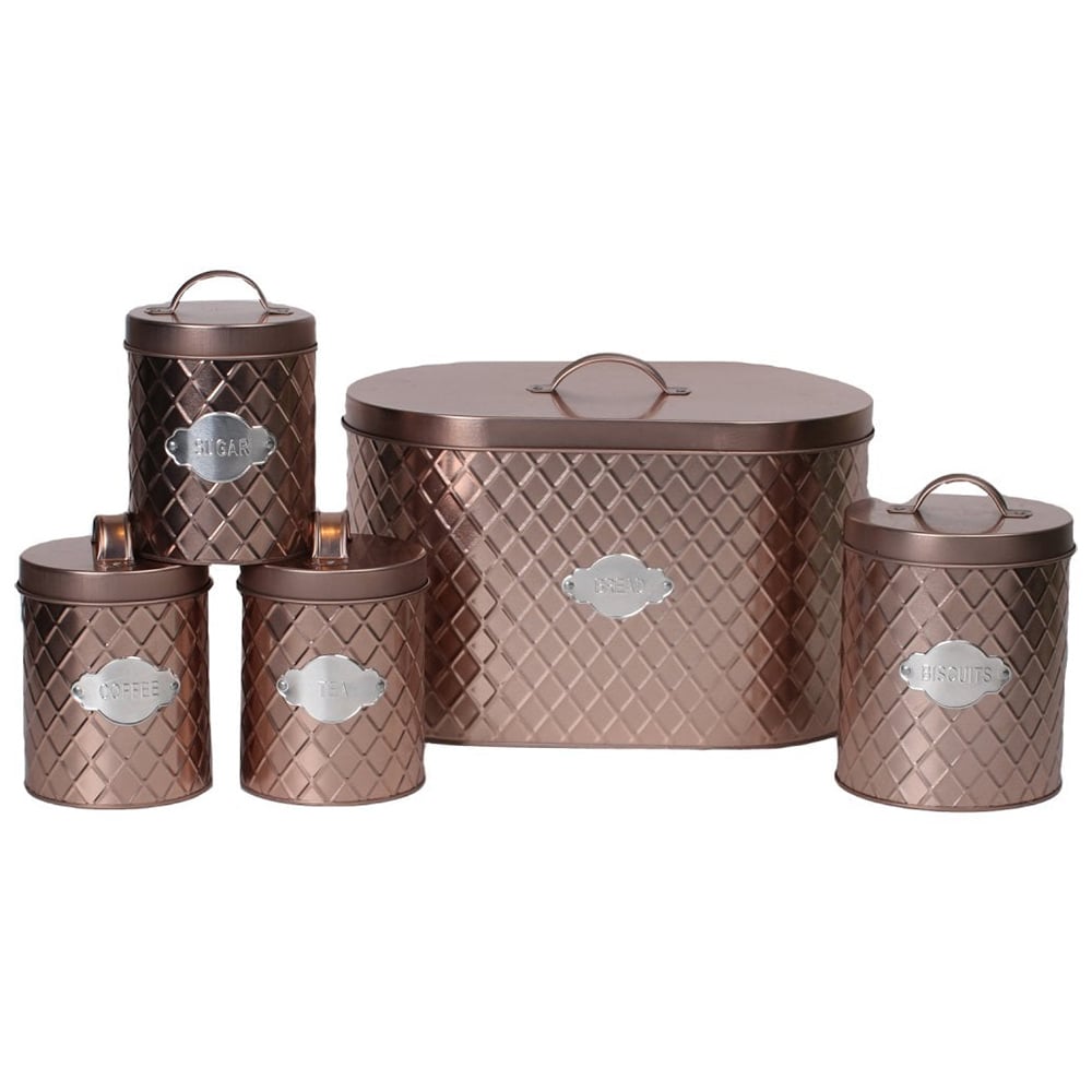 Neo Copper Embossed 5 Piece Kitchen Canister Set Image 1