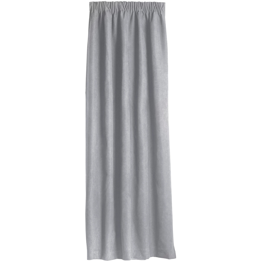 Alan Symonds Silver Velvet Chenille Fleece Lined Pencil Pleat Taped Top Curtains 137 x 213cm Image 2