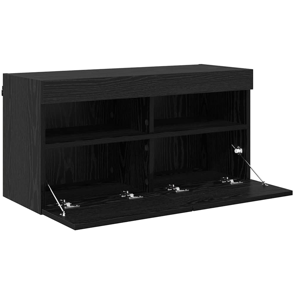 vidaXL 2 Door 2 Shelf Black Oak TV Cabinet with LED Lights Image 7