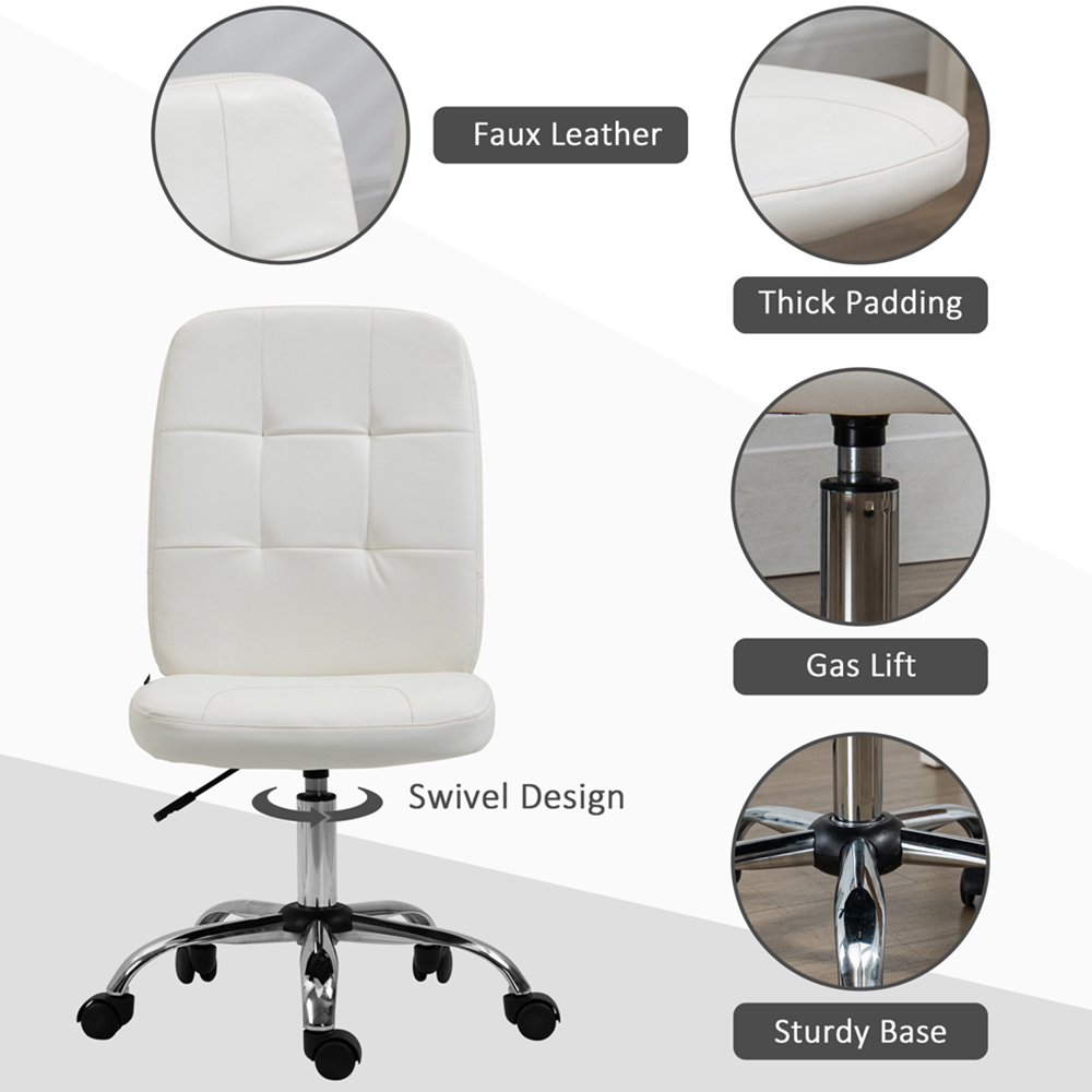 Portland White Curved Back Office Chair with Adjustable Height Image 7