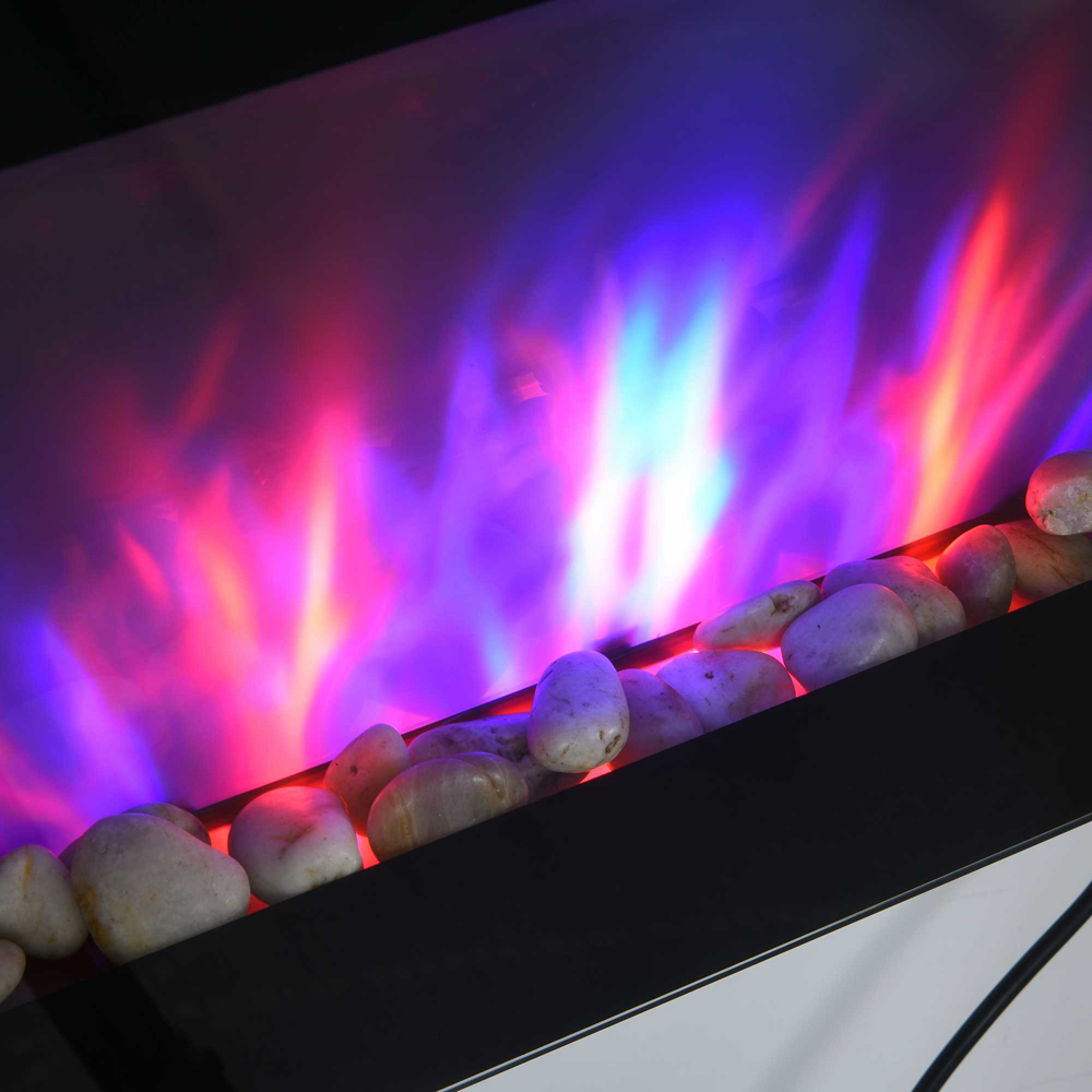 HOMCOM Ava Black Wall Mounted Glass Fireplace Heater 2000W Image 4