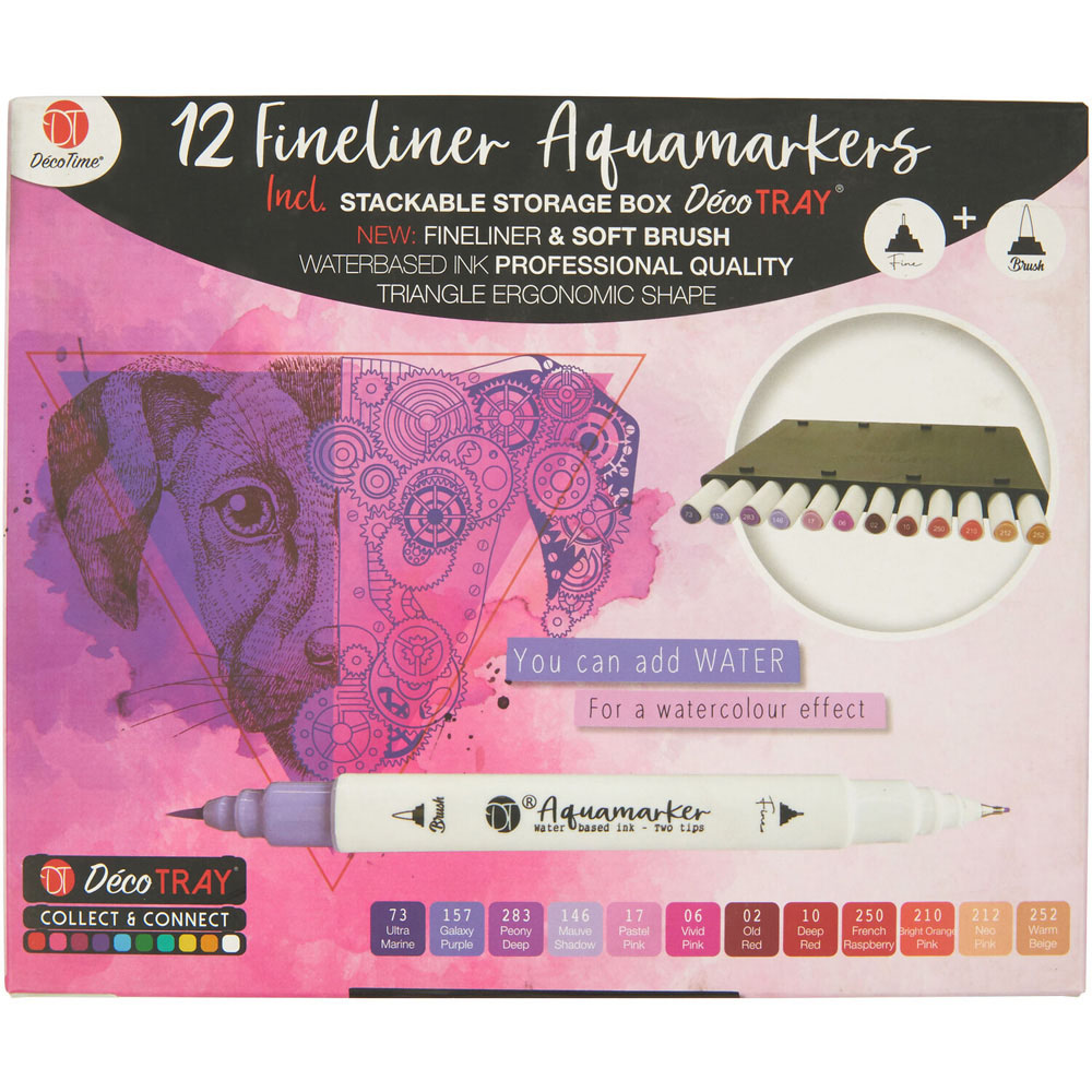 Pack of 12 Decotime Fineliner Aquamarkers Image 4