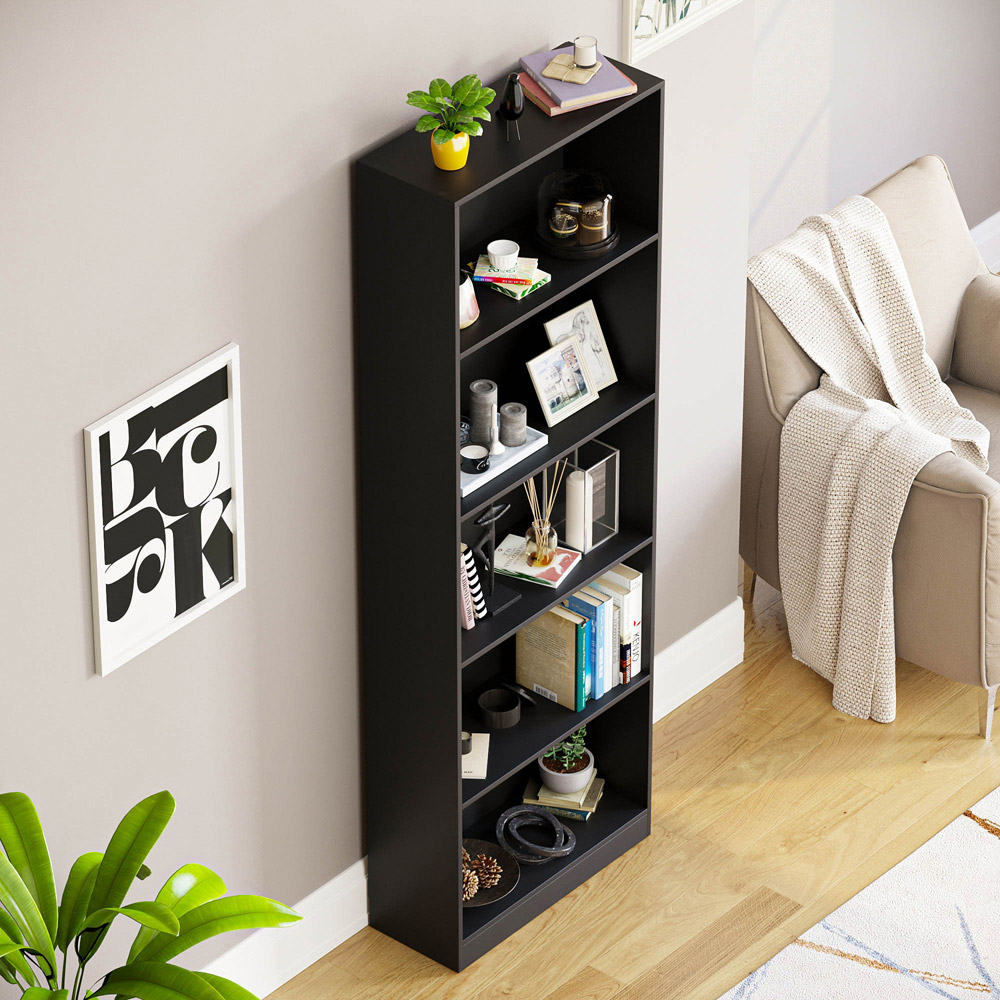 Vida Designs Cambridge 5 Shelf Black XL Bookcase  Image 4