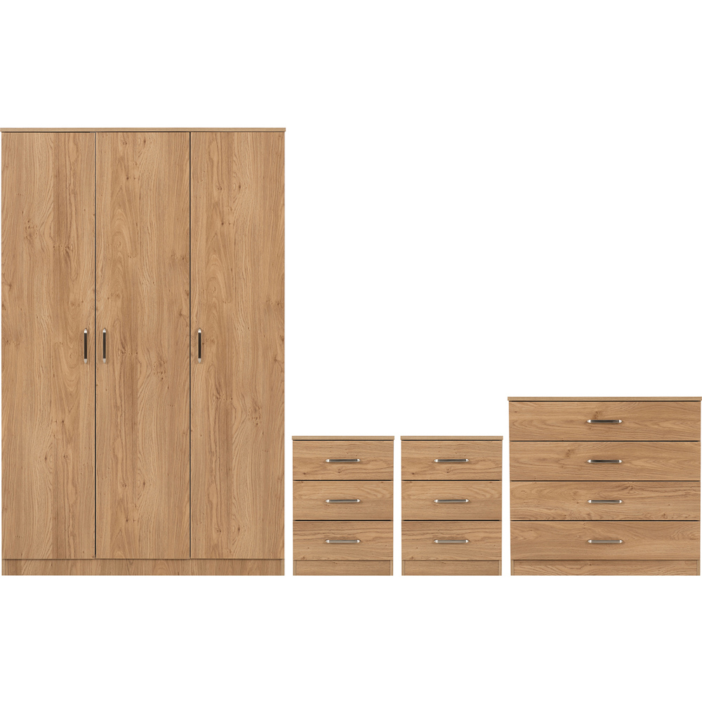Seconique Dakota 3 Door Wardrobe Oak Effect Bedroom Furniture Set Image 2