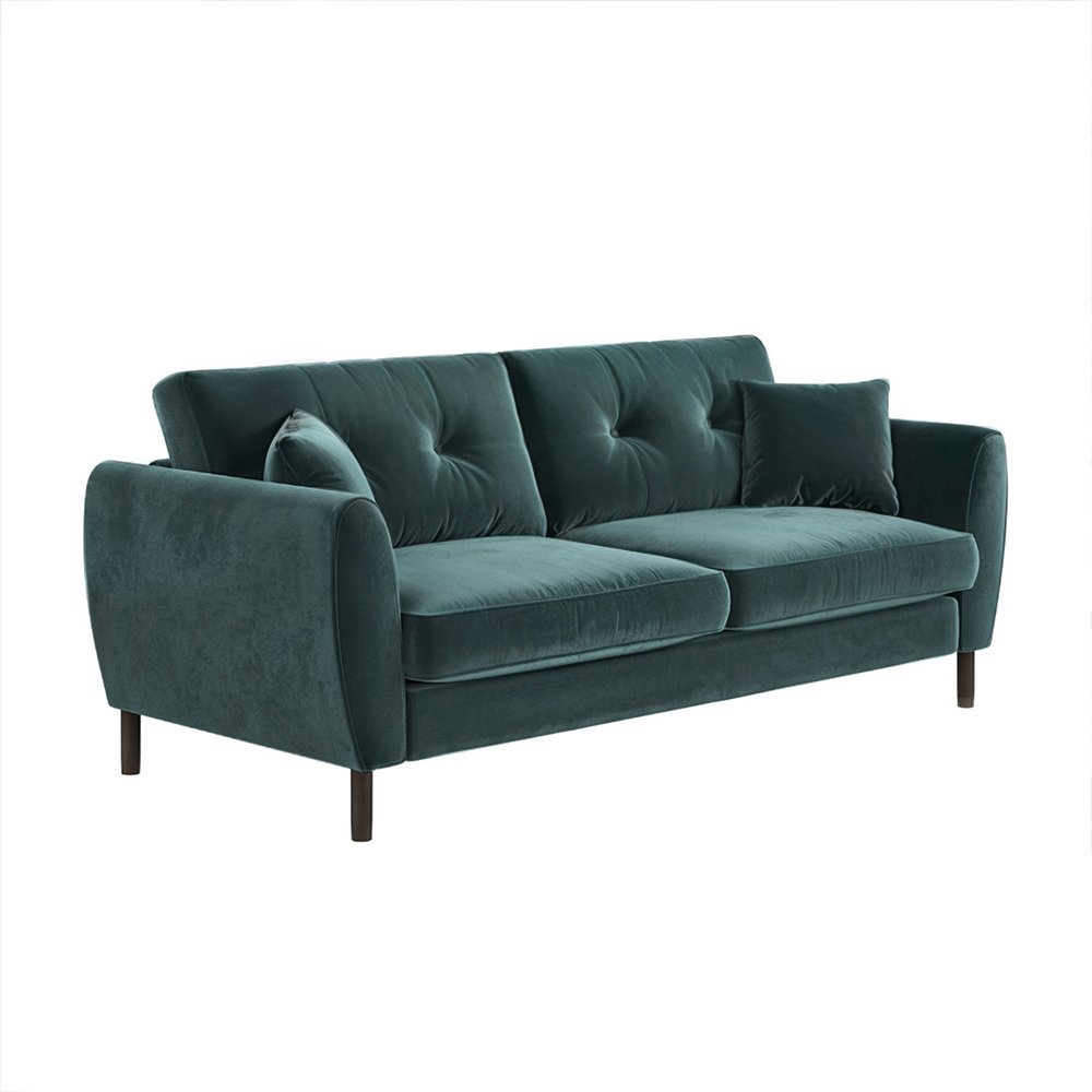 Solace+Co Ellison 3 Seater Green Velvet Sofa Image 3