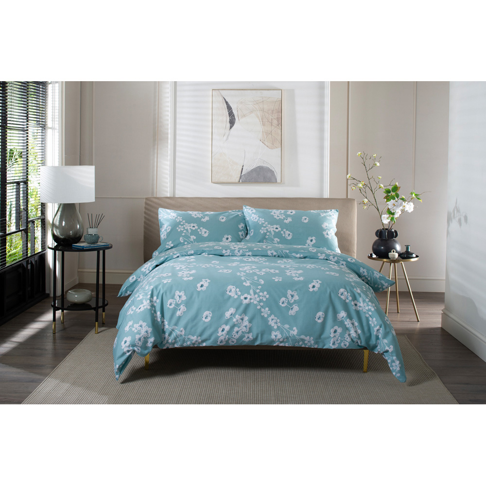 The Lyndon Company Petite Fleure Super King Size Duck Egg Duvet Set Image 3