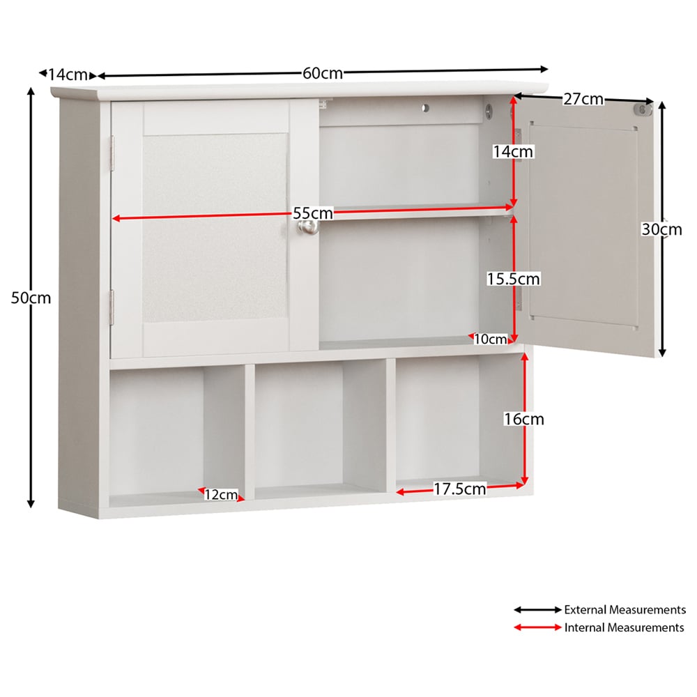 Lassic Bath Vida Priano White 2 Door Mirror Bathroom Cabinet Image 8