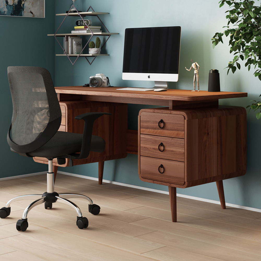 Dorel Somerset 6 Drawer Brown Office Desk Image 1