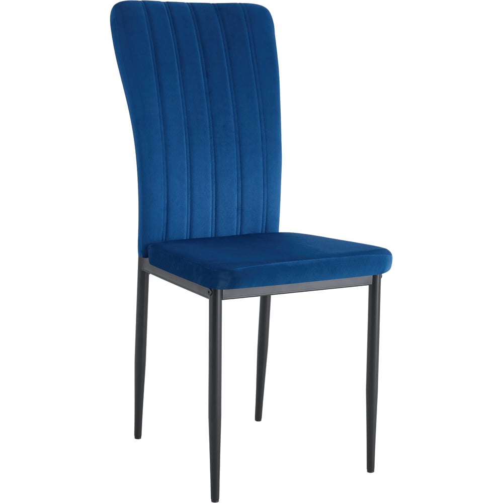 wilko Elle Set of 2 Blue Velvet Effect Plush Padded Upholstered Dining Chair Image 2