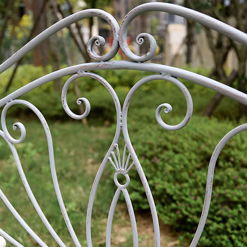 GlamHaus Valencia Antique Grey Garden Bench Image 5